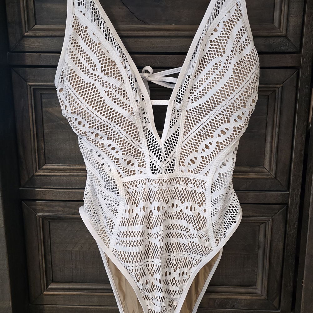 BECCA White Lace One Piece Swimsuit